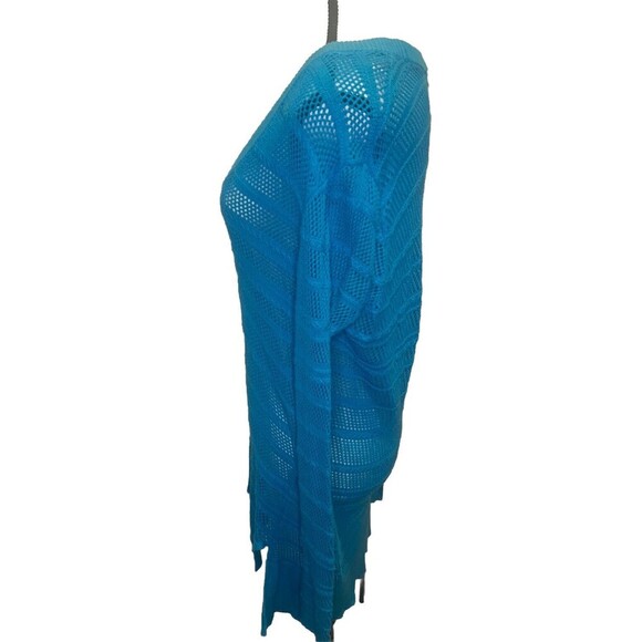 Women’s Michael Kors BLUE Coastal Lightweight Knit V Neck Tunic Sweater Sz M - Picture 3 of 7